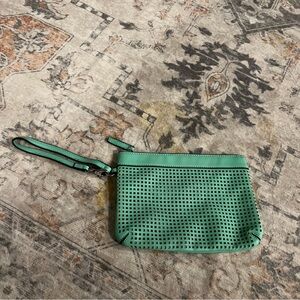 Banana Republic Green Perforated Wristlet